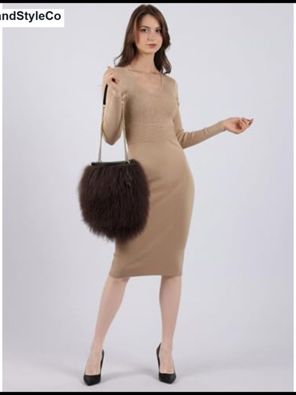 Real Curly Mongolian Fur Crossbody Bag Adjustable Chain Strap - Picture 2 of 6